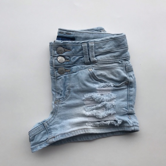 High waisted distressed denim shorts - Picture 4 of 7